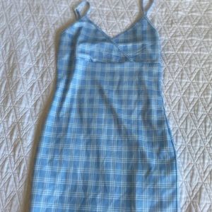 baby blue and white (colors) striped bodycon dress